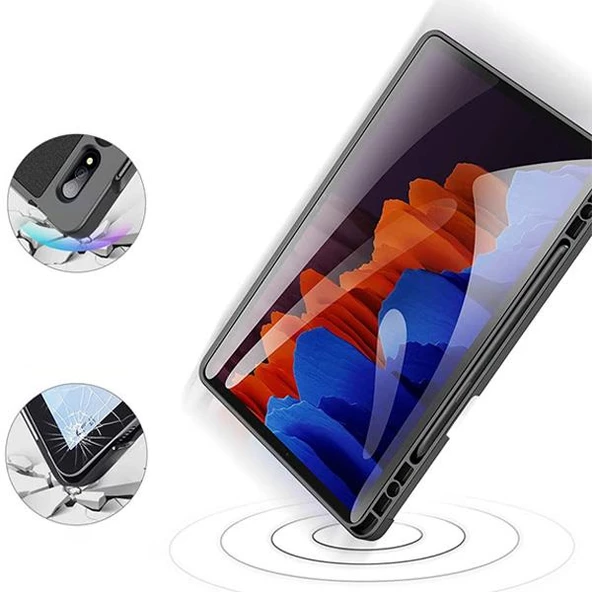 Polham Samsung Galaxy Tab S8 Plus (X800-X806) Standlı Tablet Kılıfı, Kalem Yerli Katlanabilir Kılıf - Resim 8