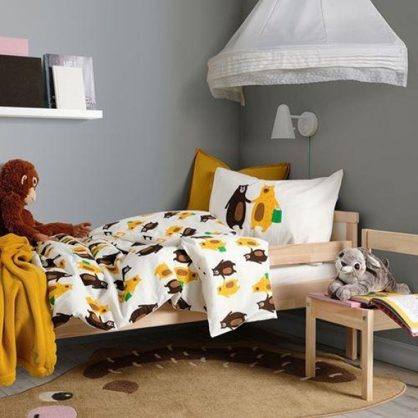 Kirpi Temalı Çocuk Odası Halısı MeridyenDukkan Kahverengi 94x150 cm Kaydırmaz Halı - 5