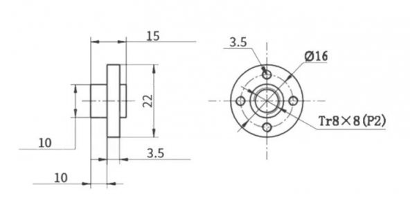 T8 8 Hatve Trapez Somun(Pirinç) - 5
