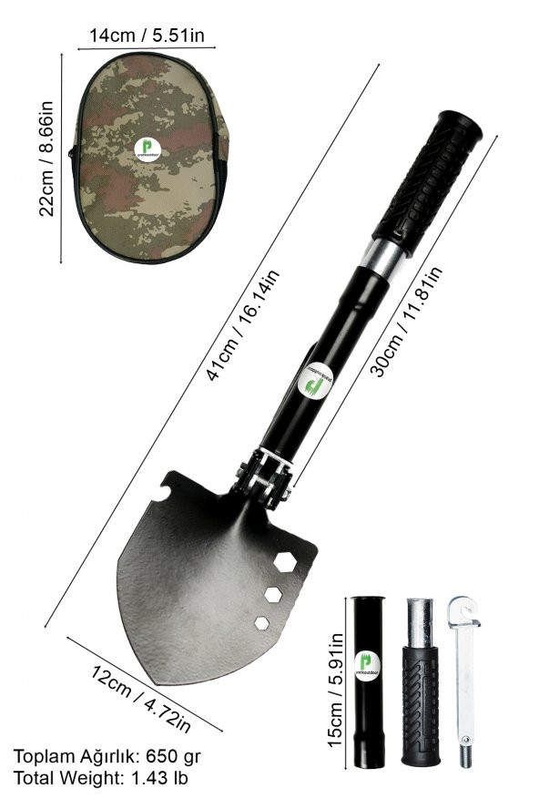 Kamp Küreği, Katlanır Multi Çelik Kürek, Çekiç, Çapa, Multitools Katlanır Kürek - 3