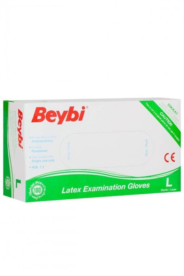 BEYBİ LATEX PUDRALI MUAYENE ELDİVENİ LARGE 100 LÜ