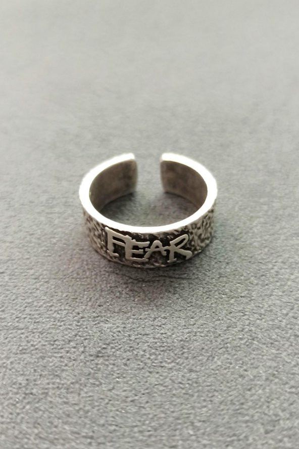 Fear (Korkma) Johnny Depp Yüzüğü Şekilli Unisex Yüzük Gümüş Kaplama Ayarlanabilir El Yapımı Yüzük - 3