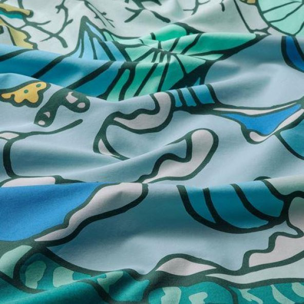Çift Taraflı Tek Kişilik Çocuk Nevresim Takımı MeridyenDukkan Turkuaz Renk 150x200 Cm Deniz Kaplumbağa Temalı - 5