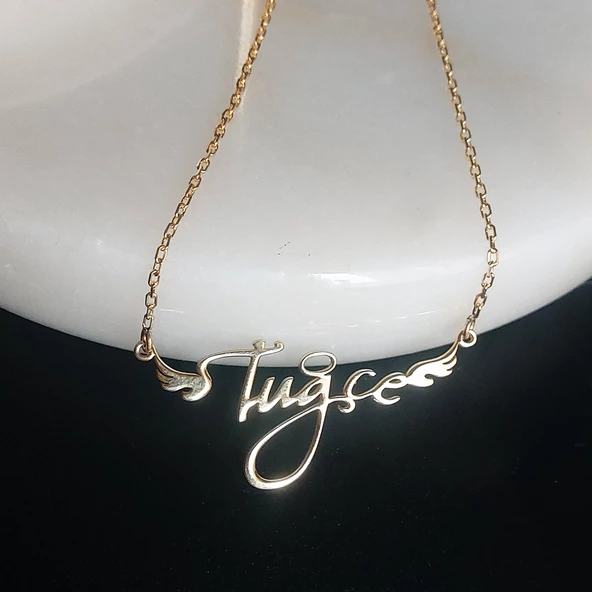 Vaoov 925 Ayar Gümüş El Yazısı İsimli Melek Kolye - Resim 5