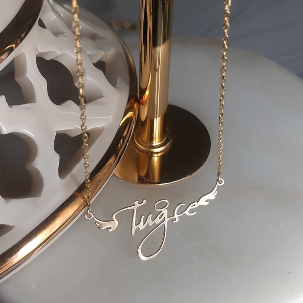 Vaoov 925 Ayar Gümüş El Yazısı İsimli Melek Kolye - Resim 7