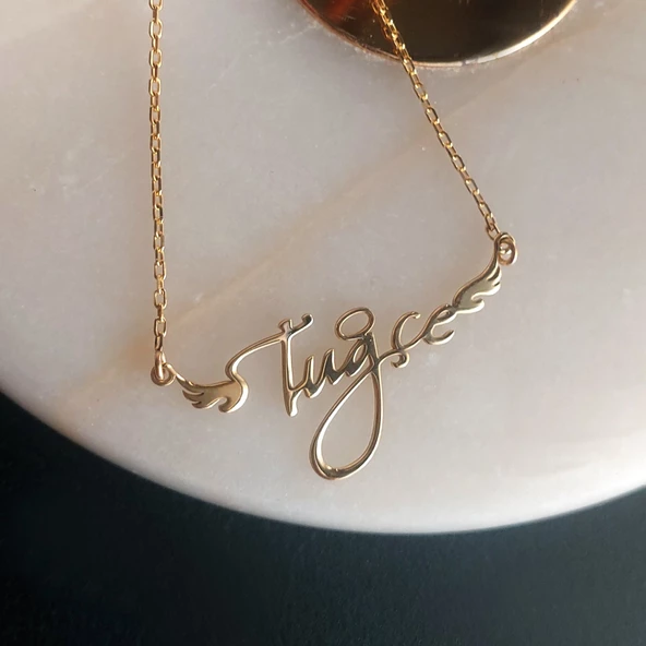 Vaoov 925 Ayar Gümüş El Yazısı İsimli Melek Kolye - Resim 2