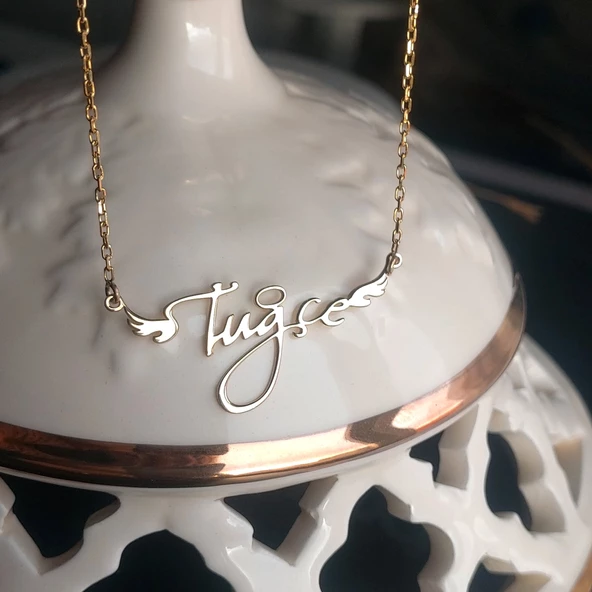 Vaoov 925 Ayar Gümüş El Yazısı İsimli Melek Kolye - Resim 6