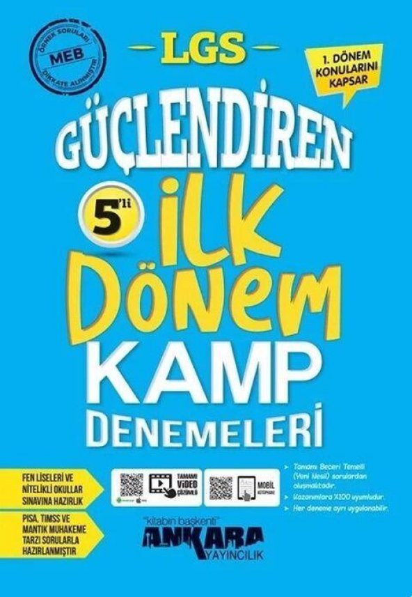 8. Sınıf LGS 1. Dönem Güçlendiren 5 li İlk Kamp Denemeleri Ankara Yayıncılık