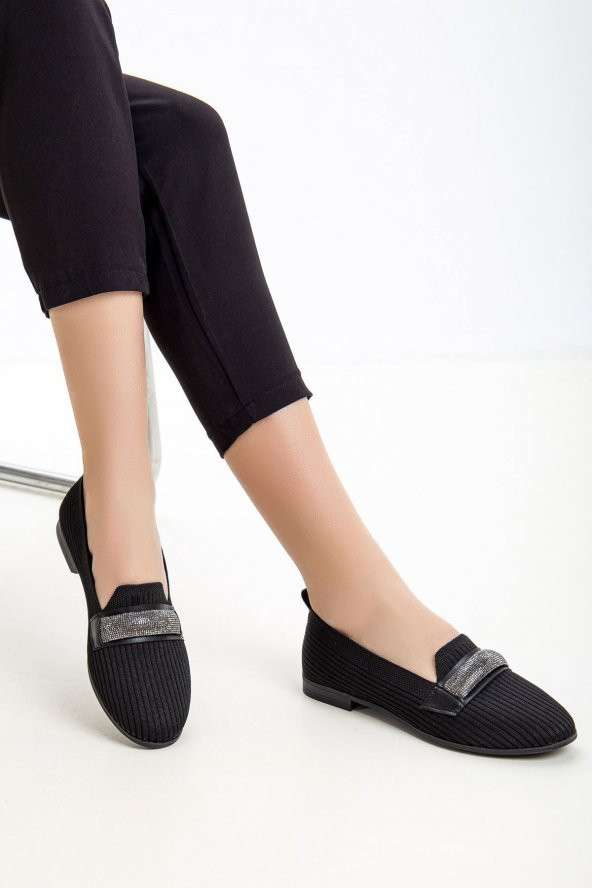 CASSO KAUÇUK KAYMAZ TABAN BAĞSIZ KOLAY GİYİM TAŞLI TOKA DETAY KADIN GÜNLÜK EV-İŞ-SOKAK BABET - 6