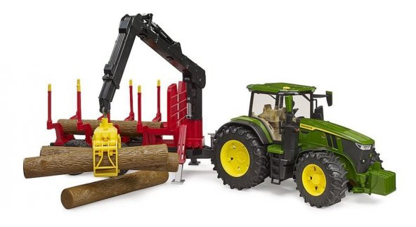 Bruder John Deere 7R 350 Traktör ve Kütük Taşıyan Vinçli Römork - 4
