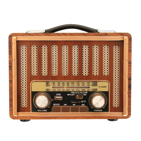 NOSTALJİK RADYO BLUETOOTH HOPARLÖR FM RADİO SD KART USB GİRİŞLİ ŞARJLI SPEAKER