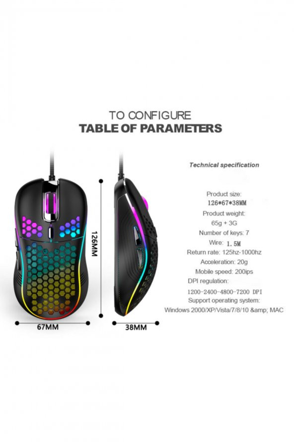 Rgb Led Işıklı Oyuncu Mouse Gaming 800-2400 Dpi 0 Oyun Mouse Mat Siyah - 4