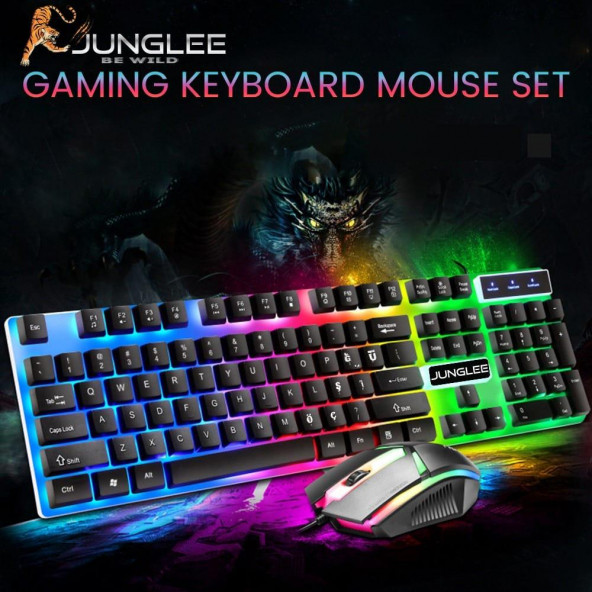 Işıklı Klavye Mouse Seti Oyuncu Klavye-mouse Set Usb Giriş Pl357