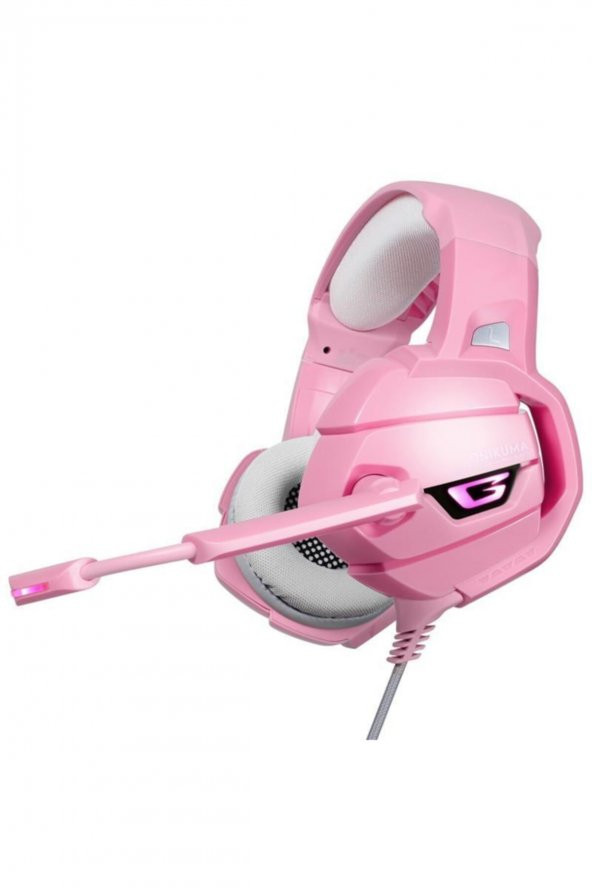 Led Işıklı Pembe Oyuncu Kulaklığı Pc/tv/telefon Uyumlu Mikrofonlu Gaming Headphone