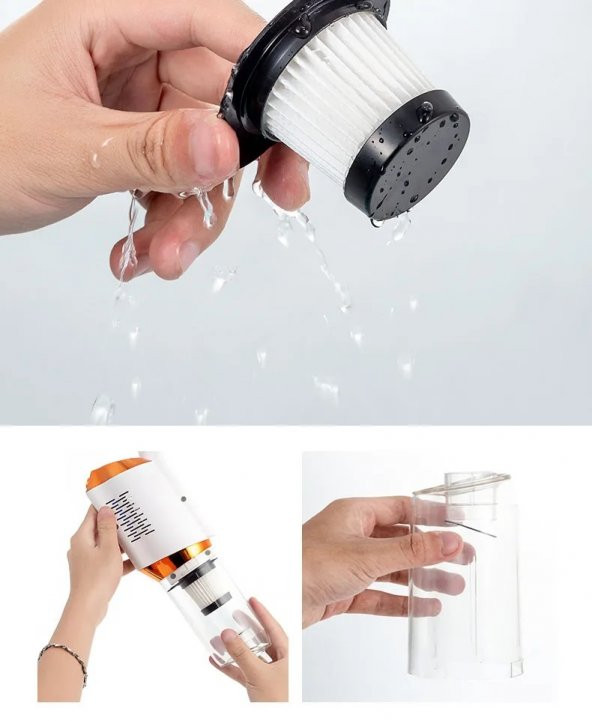 Şarjlı Kablosuz Dikey Süpürge 120w 600ml Ev Araç Otomobil Araba Süpürgesi - 4