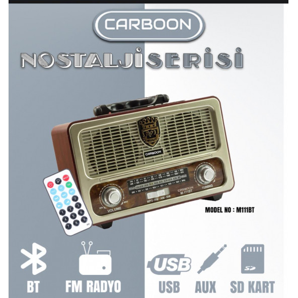 M-111bt Şarjlı Nostaljik Radyo Bluetootlu-kumandalı Usb/sd/mp3