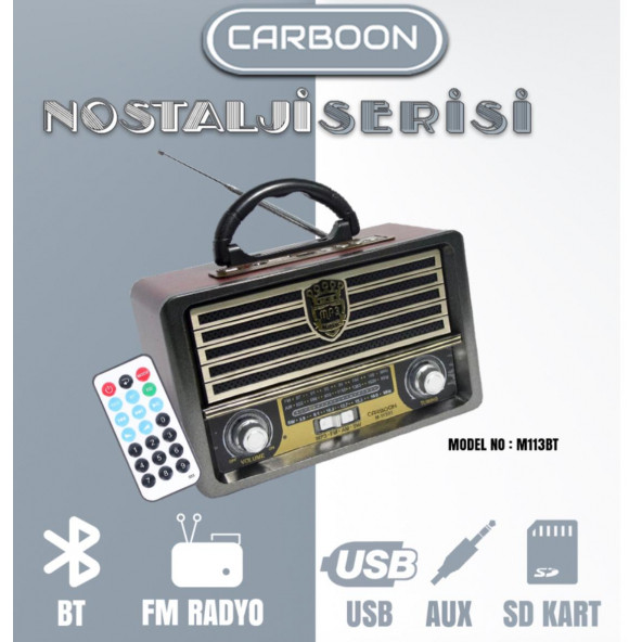 M-113bt Şarjlı Nostaljik Radyo Usb/sd/mp3 Bluetooth Hoparlör Retro Radyo