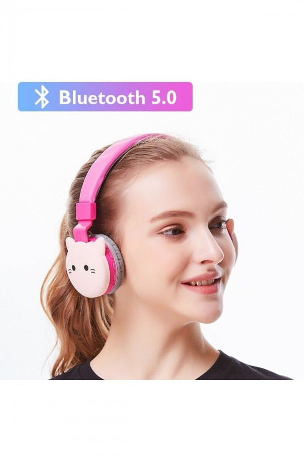 Hello Kitty Bluetooth Kulaklık Hafıza Kartı Girişli Mikrofonlu Kablosuz Kulaklık