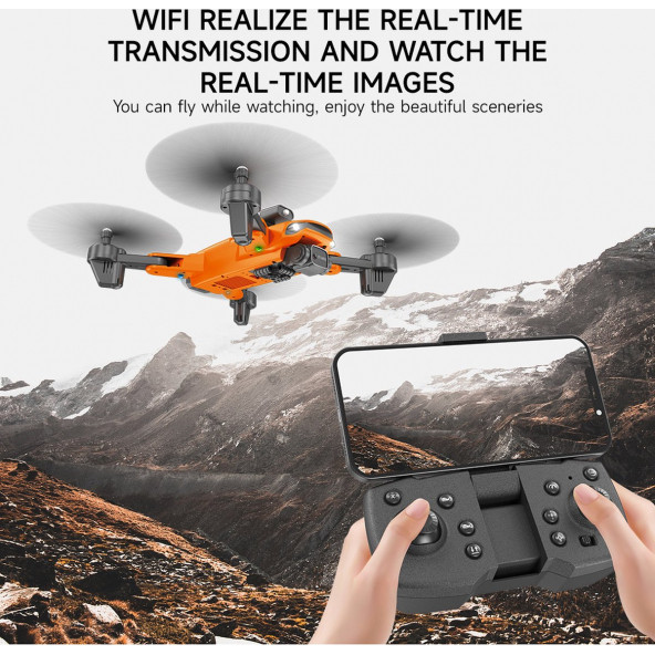 HD ÇİFT KAMERALI WİFİ PROFESYONEL DRONE LED IŞIKLI KATLANABİLİR DRONE ŞARJLI UZAKTAN KUMANDALI - 6