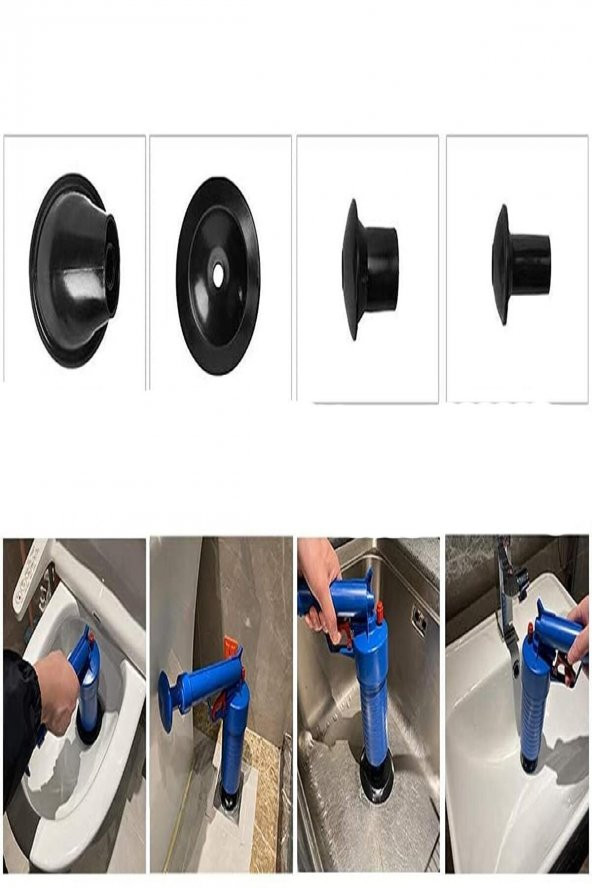Lavabo Açıcı Pompa Tuvalet Banyo Klozet Yüksek Basınçlı Hava Püskürtücü Temizleyici Piston - 2