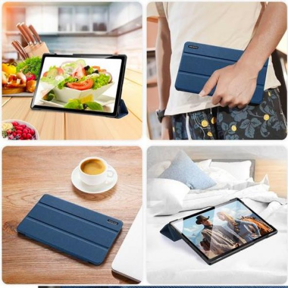 Coofbe Standlı Samsung Galaxy Tab A8 2021 10.5 Kılıf X200-X205 Kalem Yerli Mıknatıslı Kamera Korumalı Tablet Kılıfı - 10