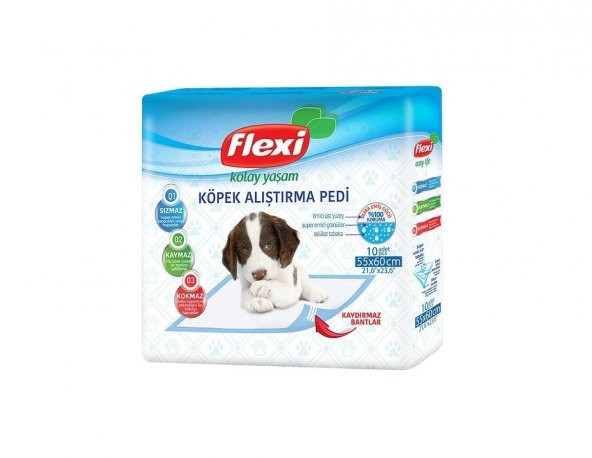 Flexi Eğitim Çiş Pedi 55 X 60 Kedi Ve Köpek İçin Kaydırmaz Bantlı 10lu - 2