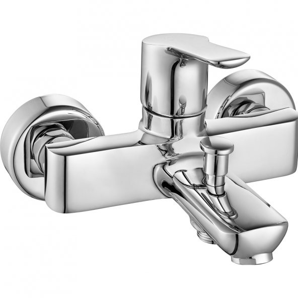 ECA Luna Banyo Bataryası+T-MAY Banyo Çamlıca Kare Tepe Duş Takımı Seti Paslanmaz Krom - 2