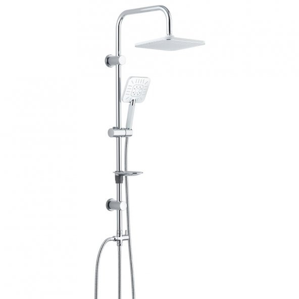 ECA Nita Banyo Bataryası+T-MAY Banyo Çamlıca Kare Tepe Duş Takımı Seti Paslanmaz Krom - Resim 3