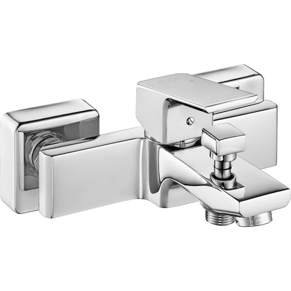 ECA Tiera Banyo Bataryası+T-MAY Banyo Belen Kare Tepe Duş Takımı Seti Paslanmaz Krom - Resim 2