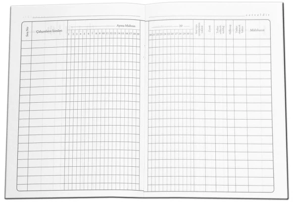 Aylık Puantaj-Mesai Defteri Büyük 12'li - 2