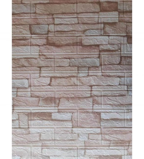 Renkli Duvarlar NW46 Sütlü Kahve Taş Arkası Yapışkanlı Esnek Silinebilir Duvar Paneli 3D Duvar Kağıdı - Resim 2