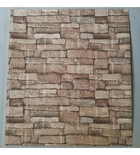 Renkli Duvarlar NW46 Sütlü Kahve Taş Arkası Yapışkanlı Esnek Silinebilir Duvar Paneli 3D Duvar Kağıdı - Resim 3