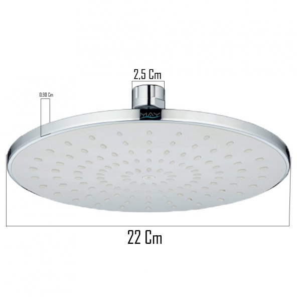 T-May Banyo Lidya Yuvarlak Tepe Duş Başlığı Krom+El Duş Başlığı - Resim 4
