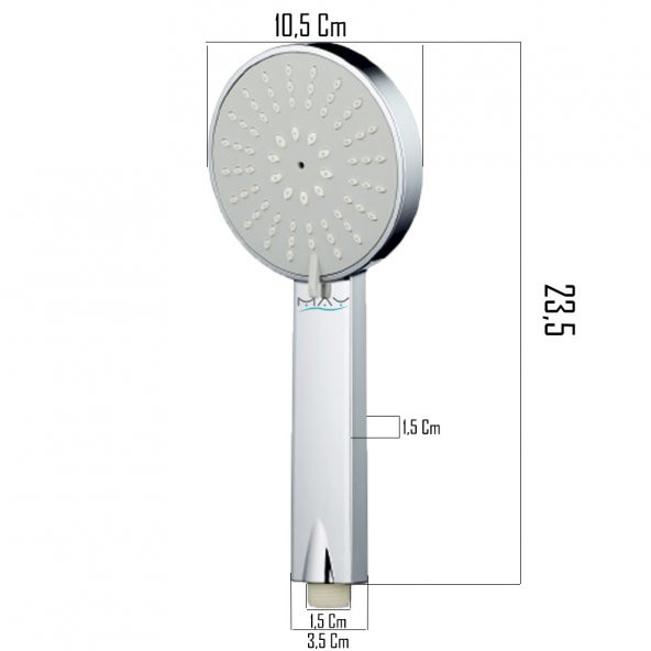 T-May Banyo Lidya Yuvarlak Tepe Duş Başlığı Krom+El Duş Başlığı - Resim 5