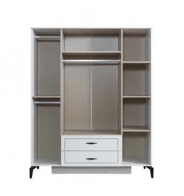 Çizgi 4 Kapılı 2Çekmeceli Gardırop Elbise Dolabı 160x55x200cm - 2