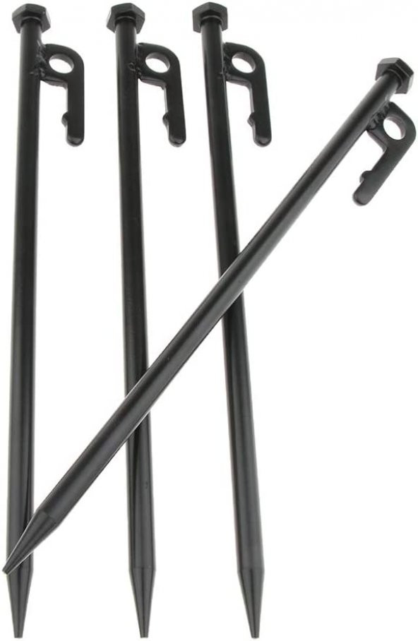4 Adet 40 cm Transmisyon Demir Çadır Çivisi, Çadır Kazığı, Kamp Çadırı, Kaymaz Kancalı Kazık - 8