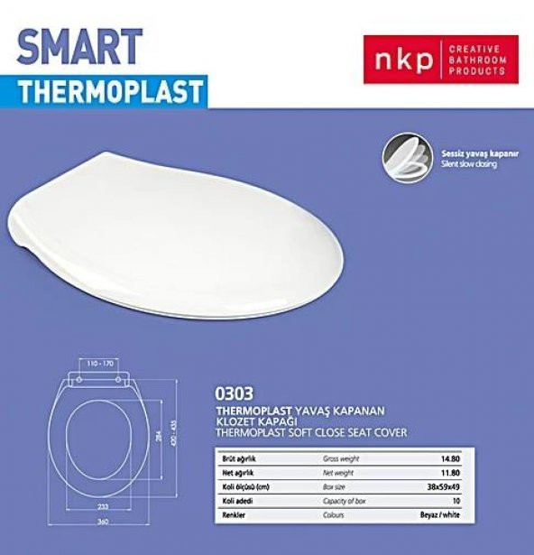 NKP Smart Soft Close Yavaş Kapanan Amortisörlü Klozet Kapağı - 3