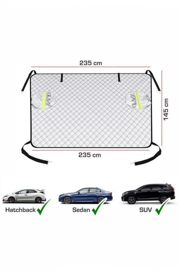 Kar Yorganı, Don ve Buzlanma Önleyici Kalın Araba Cam Üstü Örtü Su Geçirmez Ön Yan Cam Koruma Örtüsü - 4