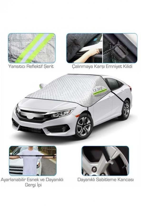 Kar Yorganı, Don ve Buzlanma Önleyici Kalın Araba Cam Üstü Örtü Su Geçirmez Ön Yan Cam Koruma Örtüsü - 2