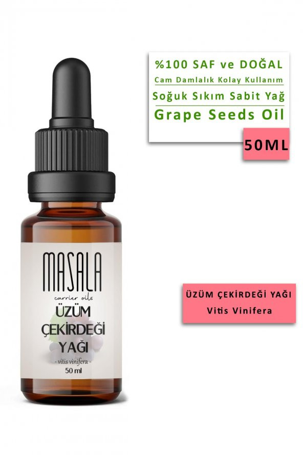 Masala Üzüm Çekirdeği Yağı 50 ml. Soğuk Pres (Grapeseed Oil)