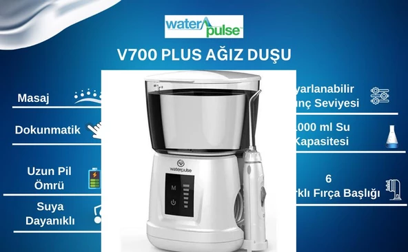 Waterpulse Wp-v700plus-w Water Flosser Profesyonel, Masajlı, 1000ml Diş/protez Bakım Ve Ağız Duşu Beyaz - 3