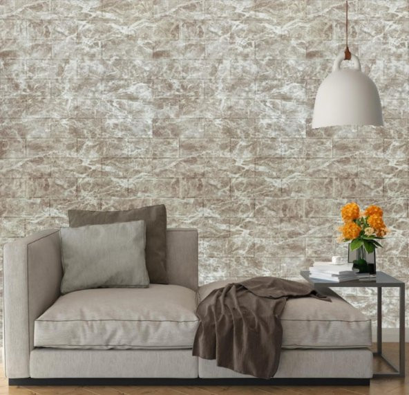 Renkli Duvarlar 70x77cm(0,53m2)Bej Tuğla Desen Kendinden Yapışkanlı Duvar Kağıdı Paneli Nw125 - 2