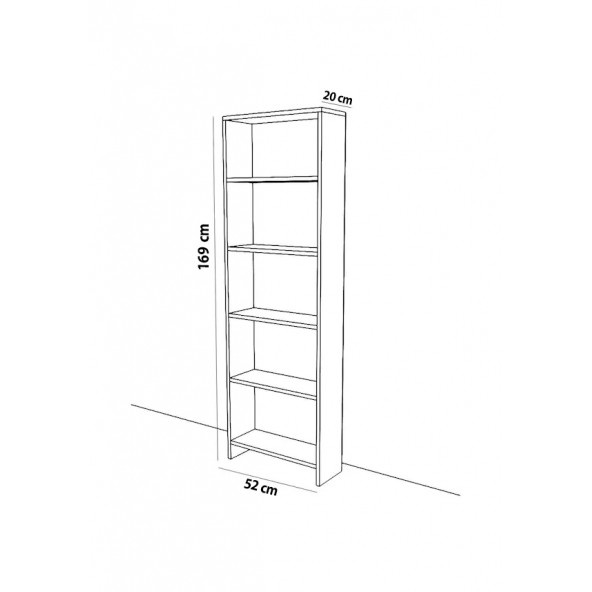 Turkea Marb 5 Raflı Kitaplık Modern Kitaplık - 2