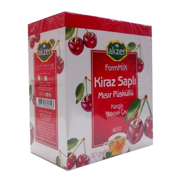 Akzer Formmix Kiraz Saplı Mısır Püsküllü Süzen Poşet Çay 60x1.5G