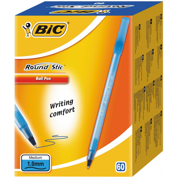 Bic Tükenmez Kalem Round Stick 1.0 MM 60 Lı Mavi