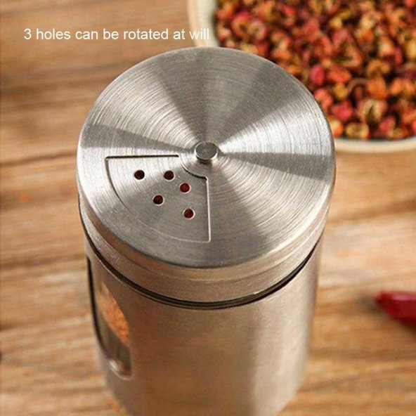Rossel Premium 2li Metal Kaplamalı Cam Tuz-Biber-Baharat Kabı BH-1333 - Resim 5