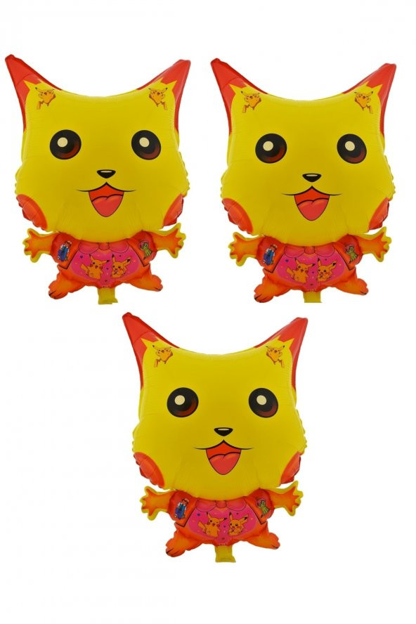 Pikachu 3 Adet Büyük Boy 41cmx54cm Folyo Balon (helyum) No:2