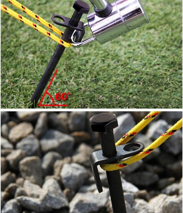 10 Adet 30 cm Transmisyon Demir Çadır Çivisi, Çadır Kazığı, Kamp Çadırı, Kaymaz Kancalı Kazık - 3