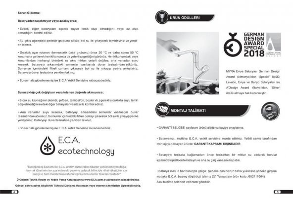 ECA Myra Dokunmatik Lavabo Bataryası 102188031H E.C.A.                      20 Yıl Garantili - 5