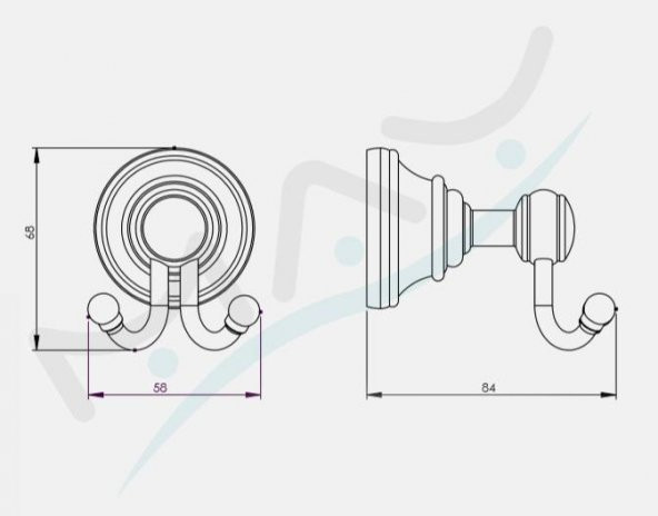 Serel Banyo Luna Askılık İkili / Banyo Askısı Krom 140110008 E.C.A - Resim 2